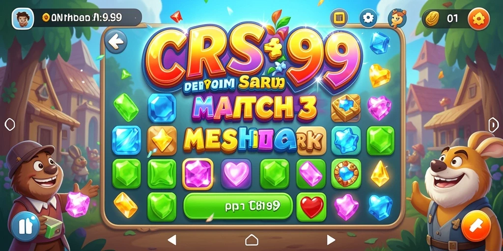 Tampilan permainan <strong>CRS99</strong> dengan permaianan <strong>Match-3</strong> yang seru.