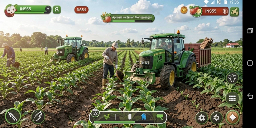 Tampilan gameplay menarik di <strong>INS55</strong> menunjukkan aktivitas bertani yang seru.