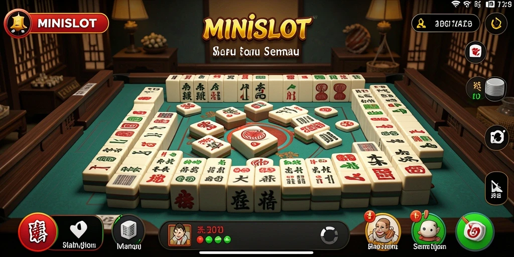 Screenshot gameplay <strong>MINISLOT</strong> menunjukkan keseruan mencocokkan ubin Mahjong.