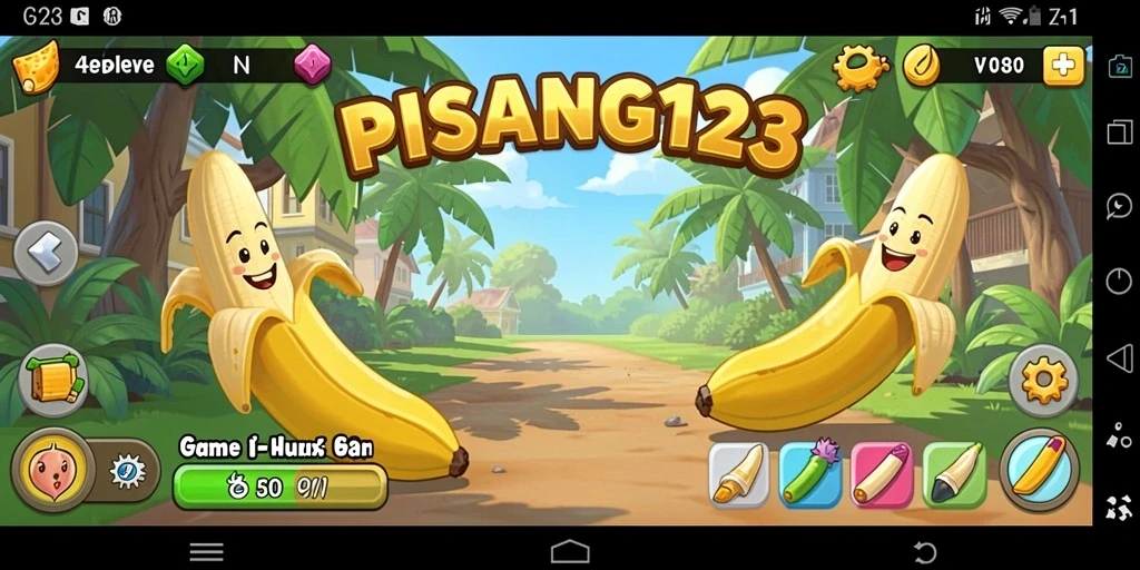 Screenshot menunjukkan karakter PISANG123 dalam gameplay Idle.