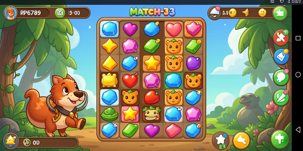 Screenshot gameplay RP6789 yang menampilkan kombinasi Match-3 yang menyenangkan.