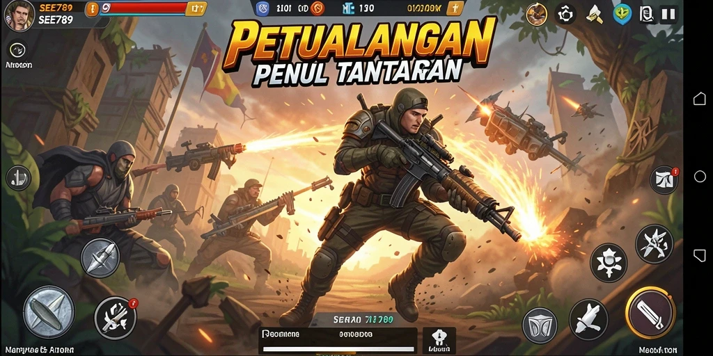 Screenshot SEE789 menunjukkan pemain beraksi melawan musuh dengan grafis yang memukau.