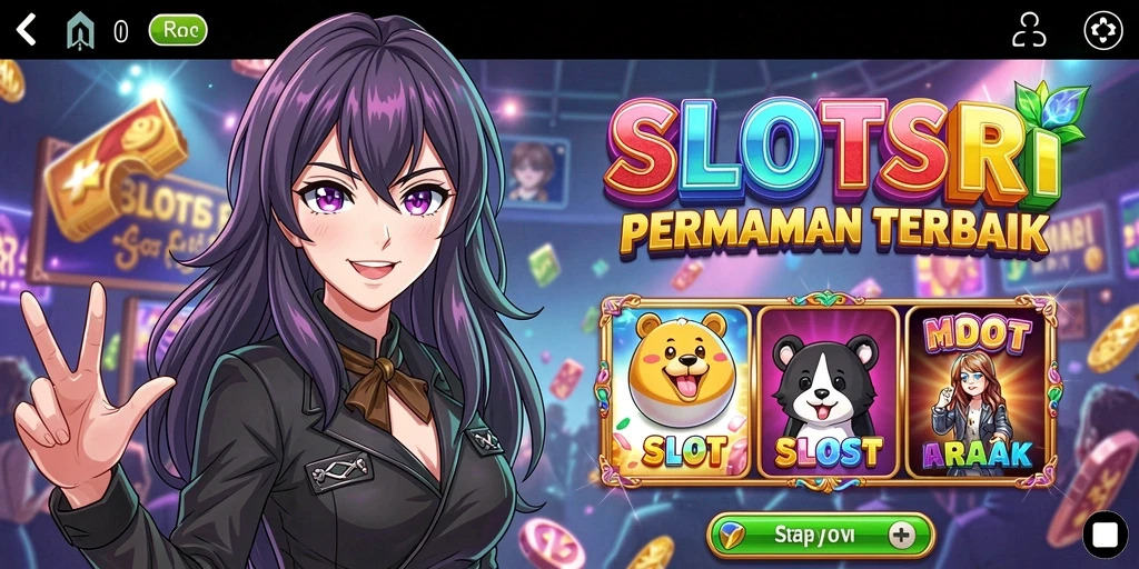 Screenshot gameplay SLOTSRI dengan karakter anime yang menarik.